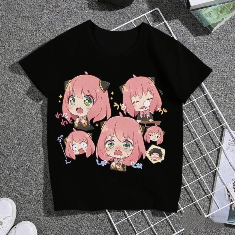 

Летняя милая аниме шпионская семья мультяшная подростковая футболка с коротким рукавом для девочек и мальчиков, повседневная свободная с круглым вырезом, детская красочная футболка 4XL