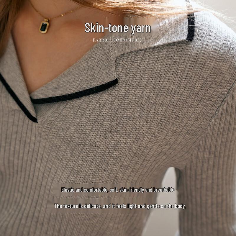 Olrain Damen Langarm V-Ausschnitt Strickoberteil