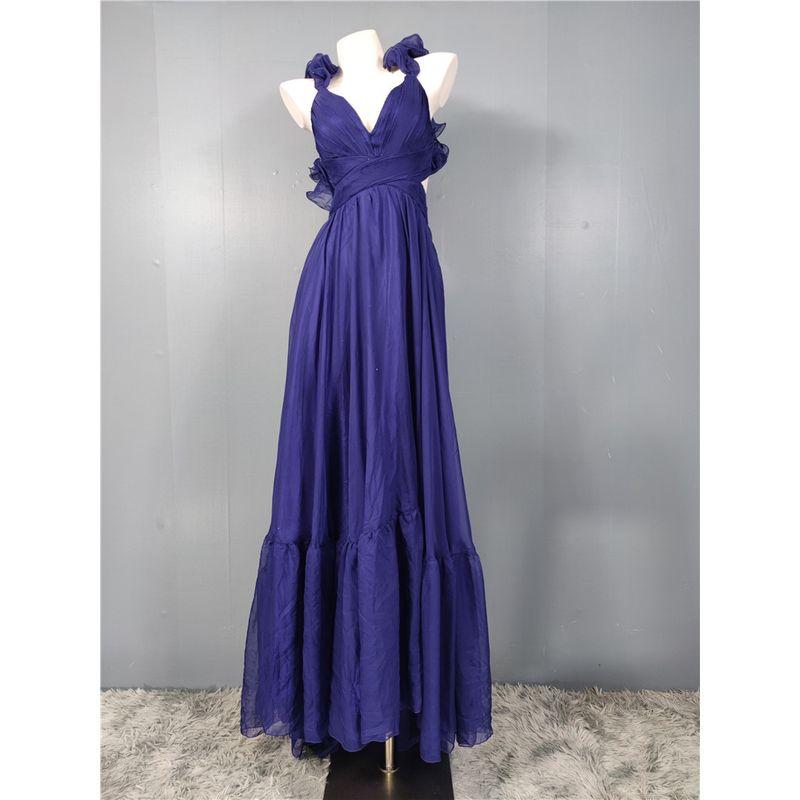 Export In Home Fairy Holiday Beautiful Ruffles Open Back V Neck Midriff Outfit Mesh Exquisite Print Tied Dress