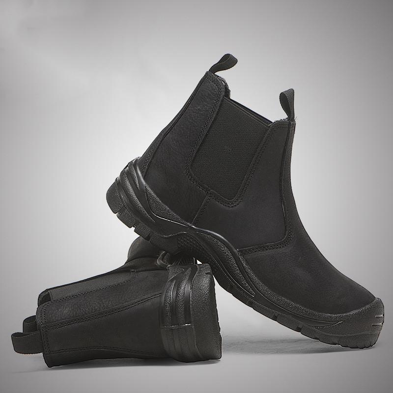 men fashion steel toe cap work safety boots genuine leather tooling security shoes worker chelsea boot safe ankle botas hombre
