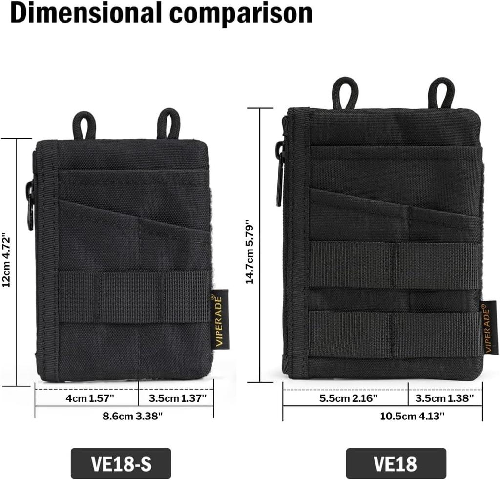 VIPERADE Small EDC Mini Pocket Organizer EDC Pocket Organizer 3 Slots 2 Zipper Velcro Pouch Pouch VE18-S Pouch, Men's Pouch, Pouch, Pockets,