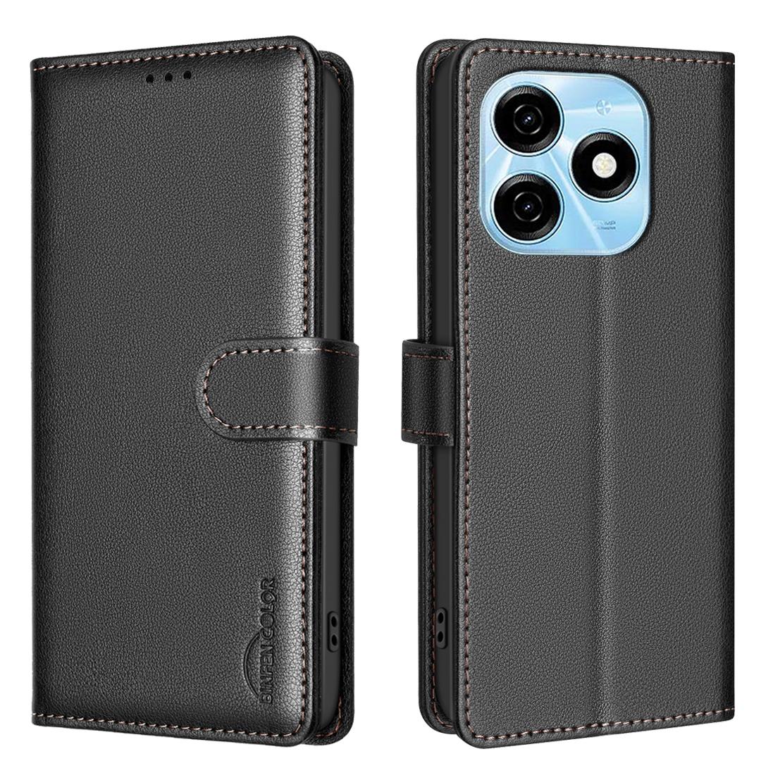 

BINFEN COLOR BF32 For TECNO Spark 20 Case RFID Blocking Shockproof Leather Cover A