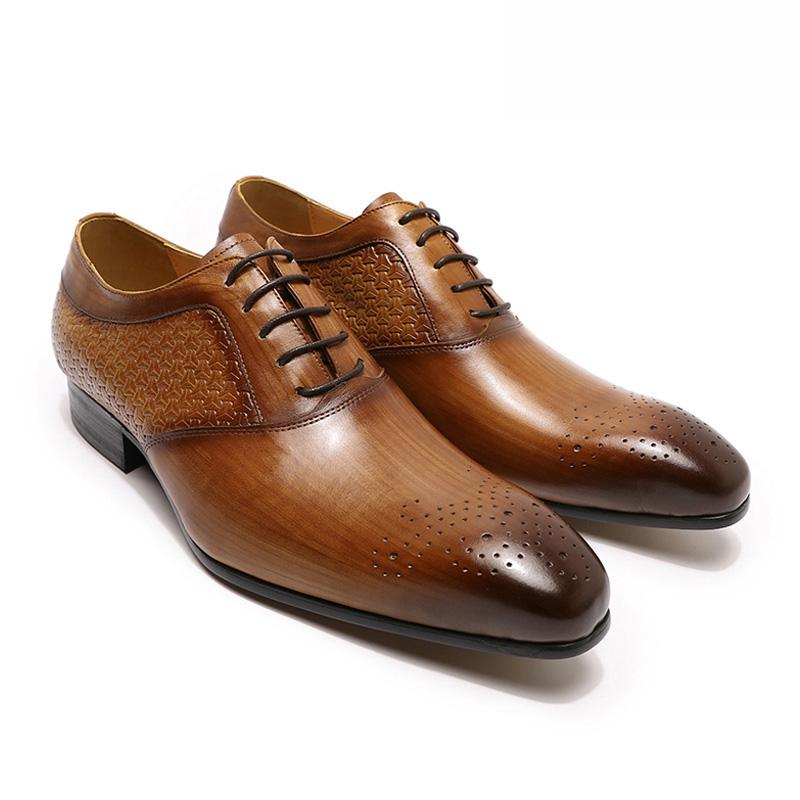 Fashion Men's Genuine Leather Oxford Shoes Business Wedding Banquet Party Suit Italy Designer Fast Delivery New Style
