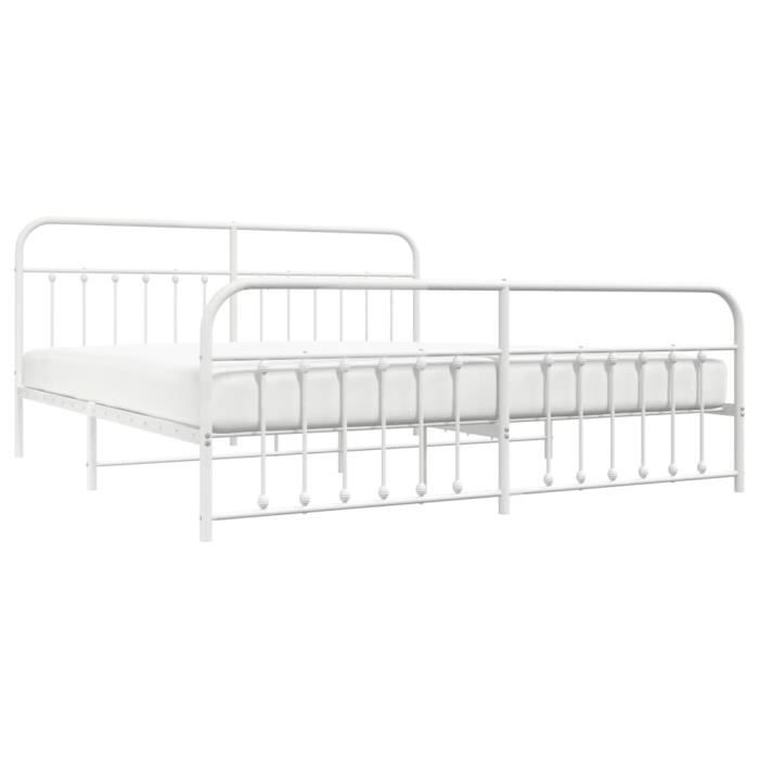 VidaXL Metal Bed Frame with Headboard-Footboard White 200x200cm 352652