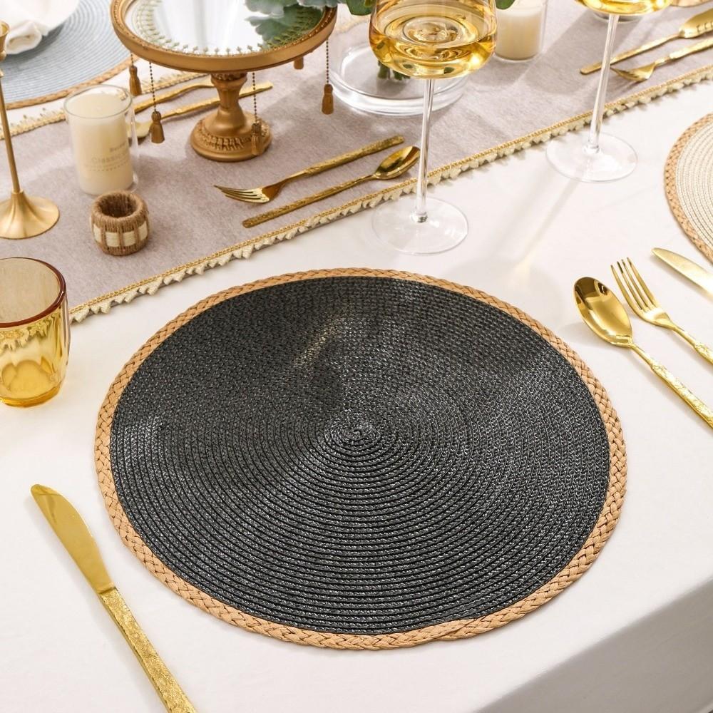 Middle East Style Woven Placemat Heat Insulation Solid Color Table Mat  Party Table Decoration