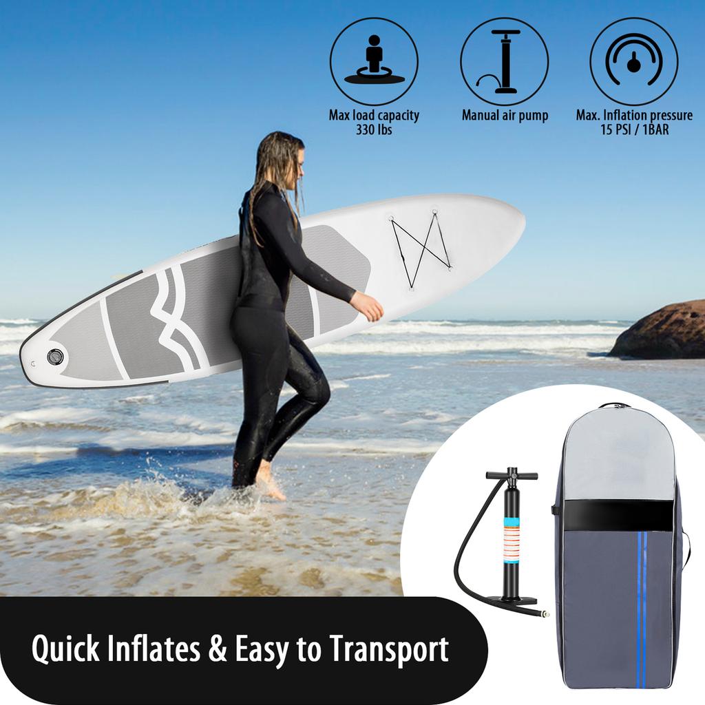 Inflatable Paddle Board 10.5 Foot Length PVC Stable Inflatable Stand Up Paddle Board for Youth and Adult