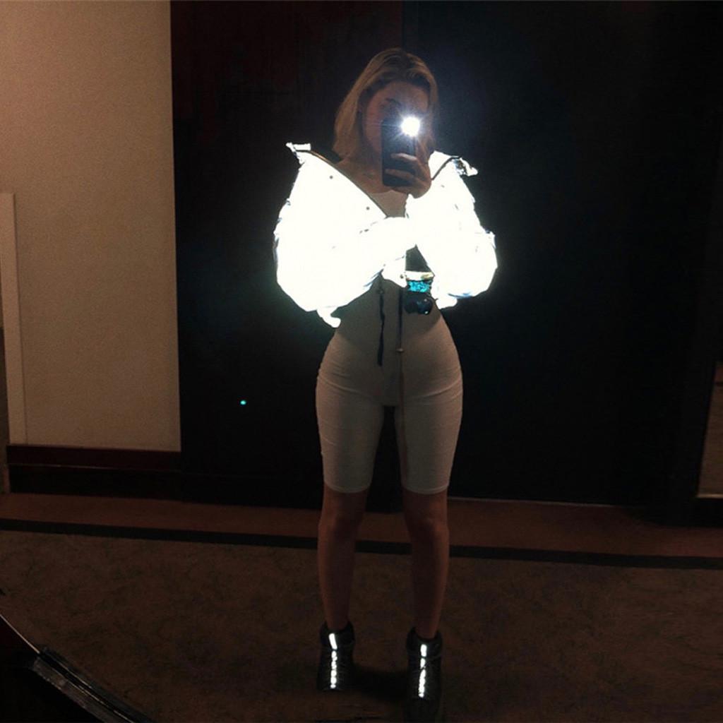 Winter Fashion Reflective Short Keep Warm Women Casual Coat Top Ladies Jackets