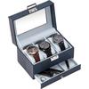 ProCase Watch 3 Slot Watch Display Case with Watch Case with Glass 2 Layer Jewelry Storage Holder Organizer Men's Box, Drawer, Men's Lid,