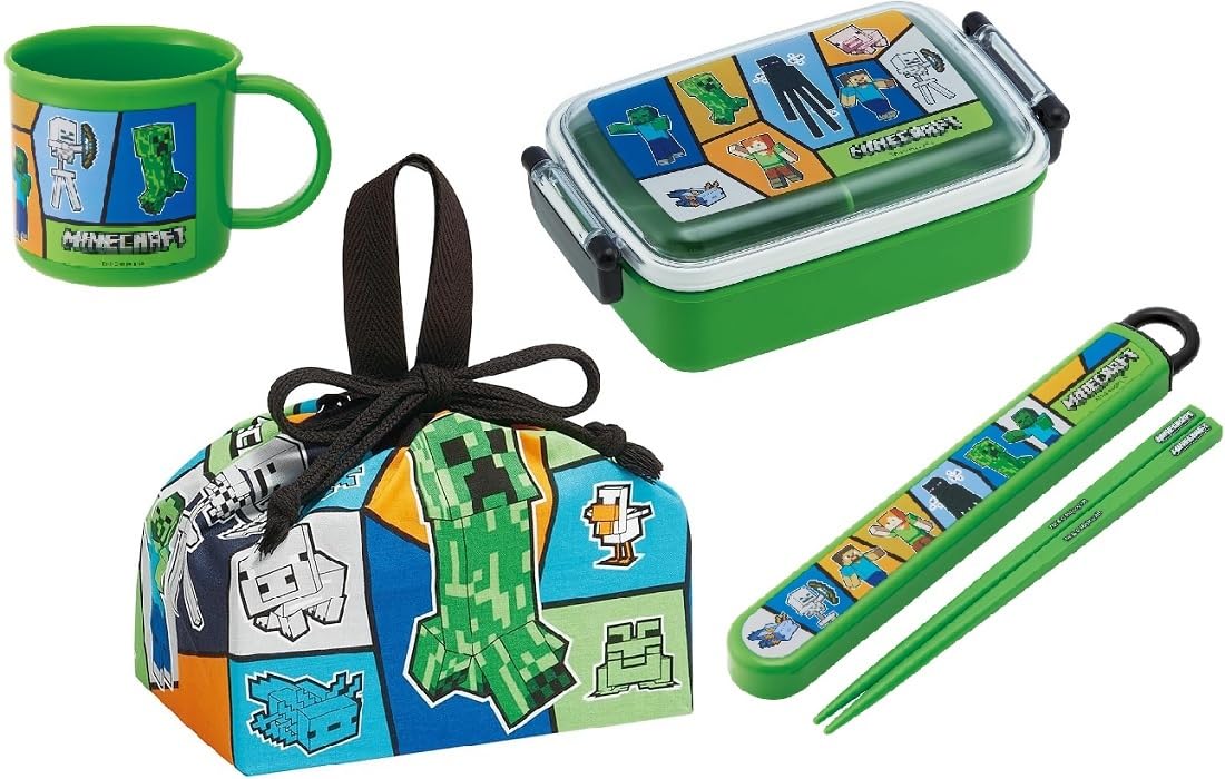 

Skater Minecraft 25 Антибактериальный Безопасный для посудомоечной машины Плотный ланч-бокс с пушистой крышкой Квадратный ланч-бокс 450 мл Набор с кейсом Чашка для ланча Мешок на шнурке Детский зелёный