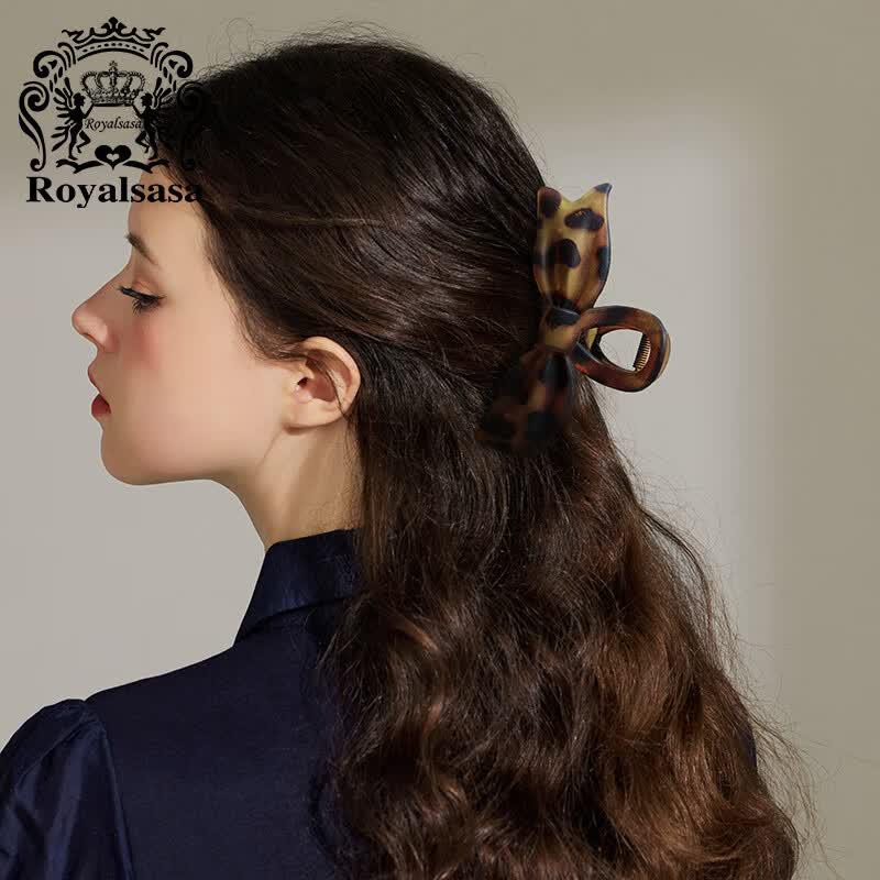 Royal Sasa Leopard Bow Hair Claw Clip