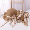 Straw Hat 2pcs Suit Cute and Shoulder Bag Girls Cartoon Bear Children Sun Hat Bag Set Spring Beach Hats For BoyGirl Kid Brim Cap