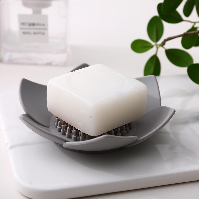 Newest Soap Box Lotus Shape Non-slip Portable Silicone for Draining Tray Dish Kitchen Bathroom Accessories 2pc/lot