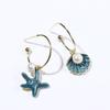Blue Pearl  Earrings Zinc Zinc Alloy Dangle Earrings Drip Glaze Ear Accessories  Beach Party