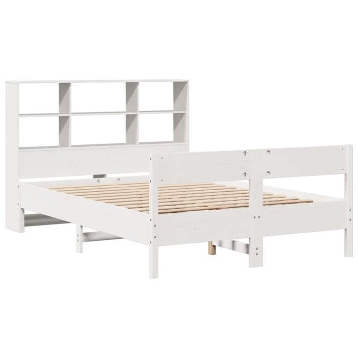 VidaXL Lit bibliothèque sans matelas blanc 140x190 cm bois pin massif 3323000