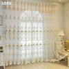 1PC LOZUJOJU European Style Luxury Three-dimensional Embroidery Transparent Tulle Sheer Curtain for Living Room Bedroom Window Decoration Home Decor