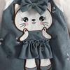 Floral Cat Long Sleeve Suspender Bodysuit & Headband for Baby Girls (0-2 Yrs)