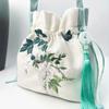 Women Chinese Hanfu Bag Floral Animal Embroidered Cloud Crossbody Drawstring Handbag Purse For Wedding Travel Daily