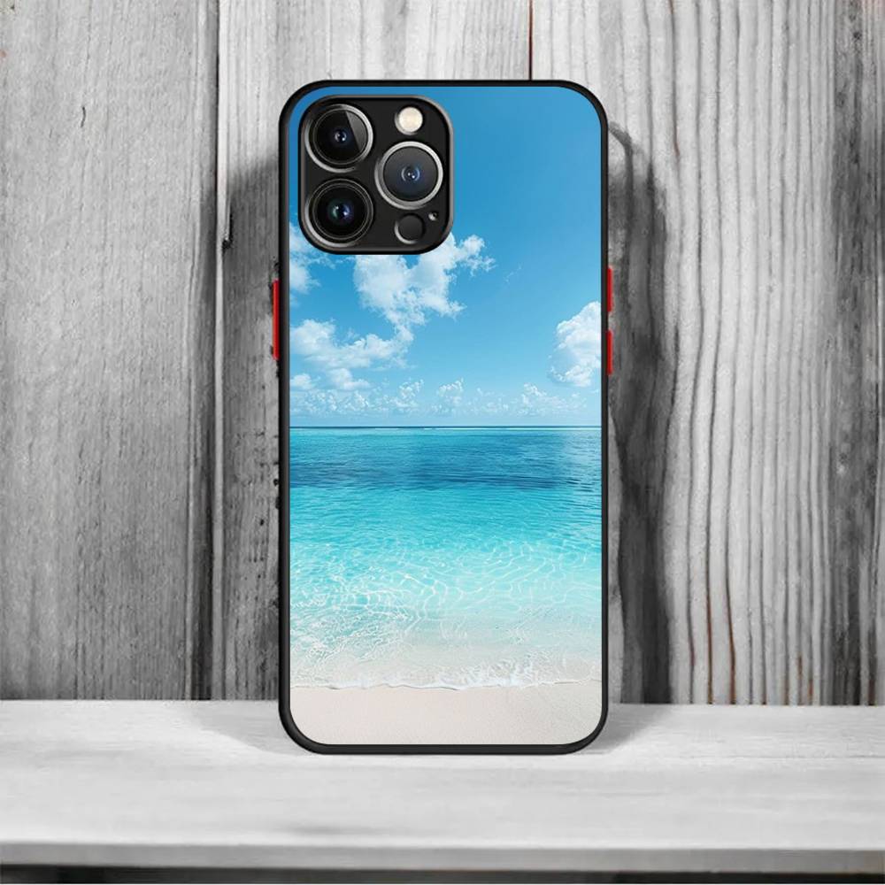 Sea blue Sky beach frosted Shockproof For iPhone 16 15 11 12 13 14 Pro Max X XSMAX Mini Phone Case