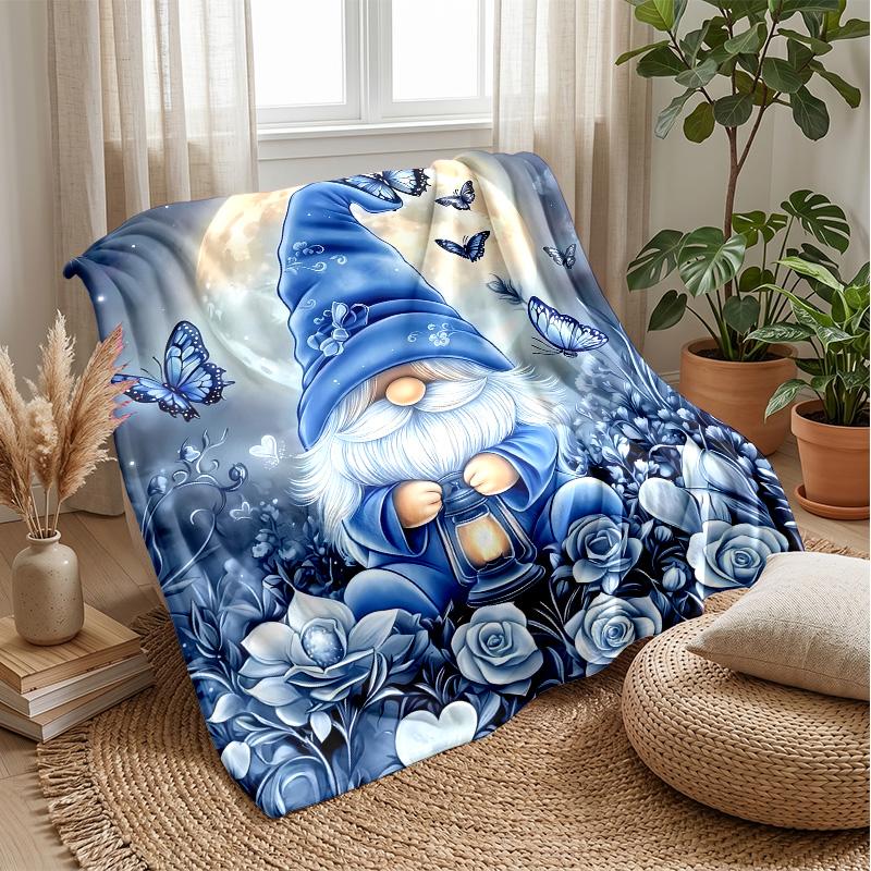 Merry Christmas Gnome Theme Blanket Lightweight Warm Flannel Blanket Decorative Throw Blanket for Home Decoration