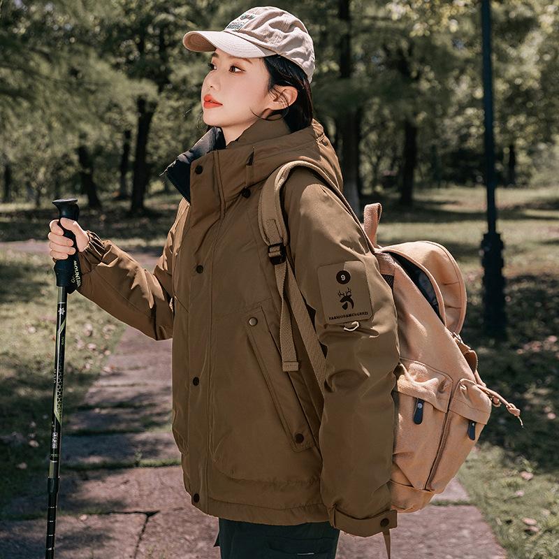 

Новая куртка мужская и женская осенне-зимняя американская свободная повседневная куртка для улицы, защита от путешествий, парная куртка с хлопковой подкладкой XXXL-160-87.5 kg темно-коричневого