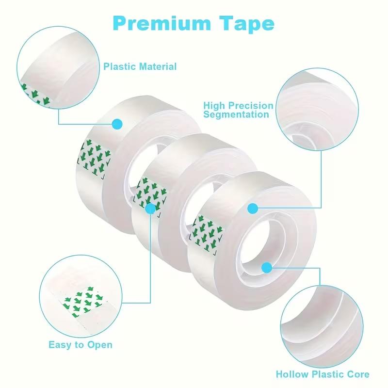 10 Rolls High-Quality Clear Adhesive Tape for Gift Wrapping, Crafts, Office & Home, Fits Tape Dispensers