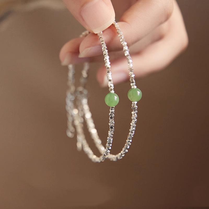 Small pieces of silver S9Pure silver bracelet for women, natural Hetian jade bracelet, women's jewelry, live stream on Xiaohongshu