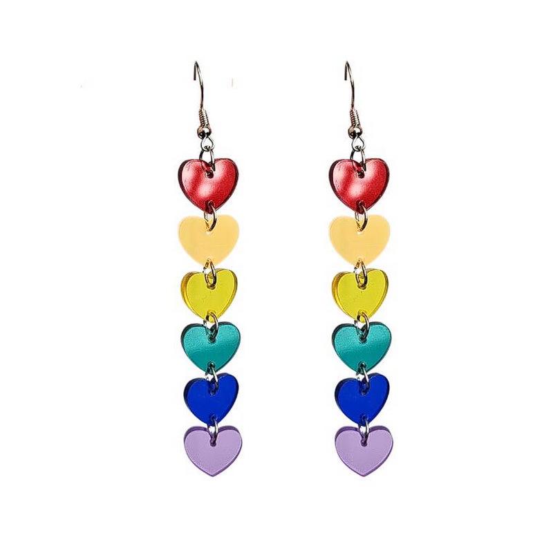 

2023 Summer Acrylic Heart Earrings: Six-Color Transparent Dangle & Studs for Women