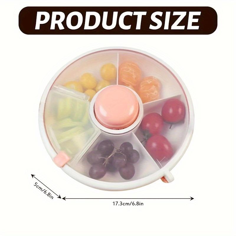 5-Fächer drehbare Obstschale, tragbare drehbare Snackbox für den Außenbereich mit Deckel, 5-teiliger drehbarer Snack-Organizer, abnehmbare und waschbare Aufbewahrungsbox