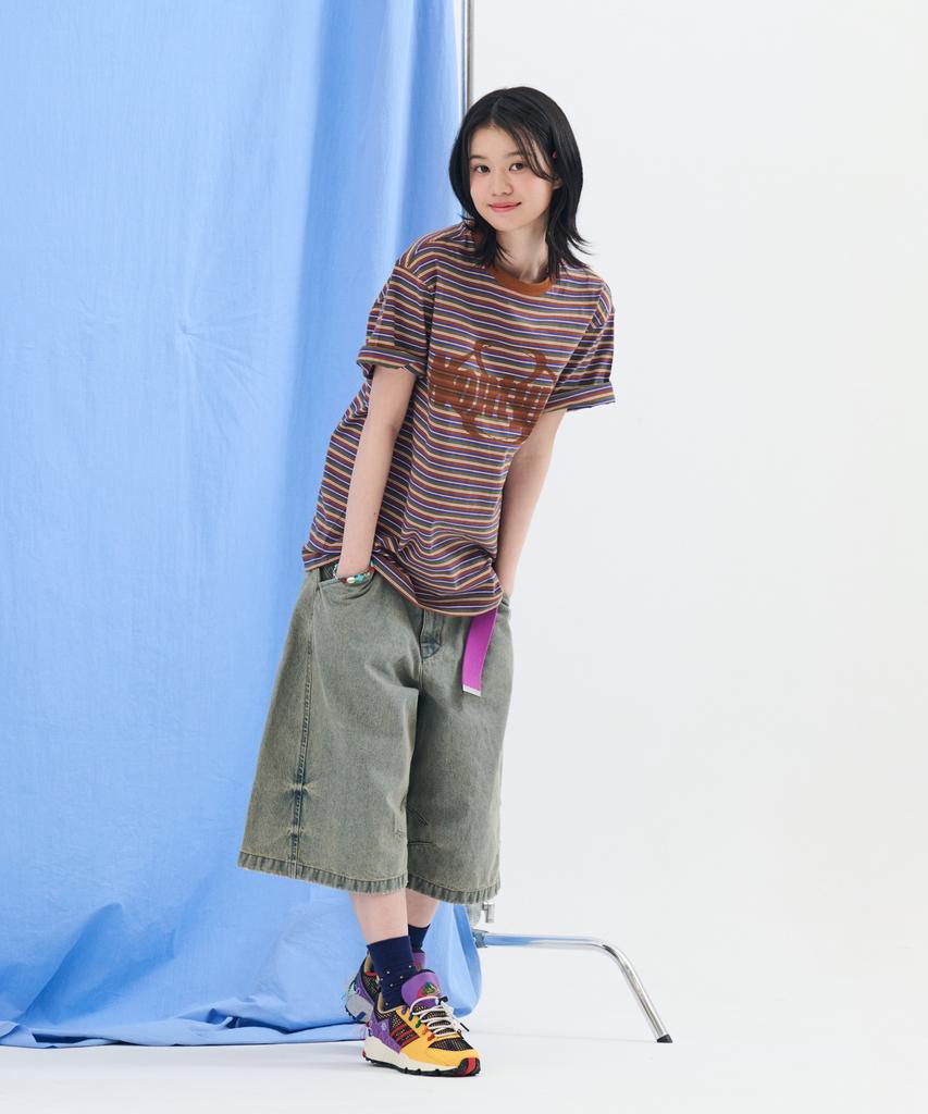 Nontai Striped Logo Graphic T-Shirt (Brown)
