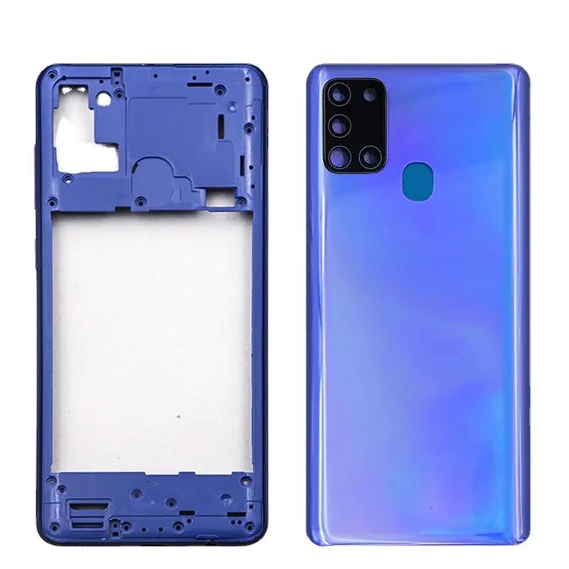 Für Samsung Galaxy A21S A217 SM-A217F/DS Vollgehäuse Mittelrahmen Blende Akku Rückabdeckung Gehäuse Rückseite Kameraobjektiv Ersatz schwarz
