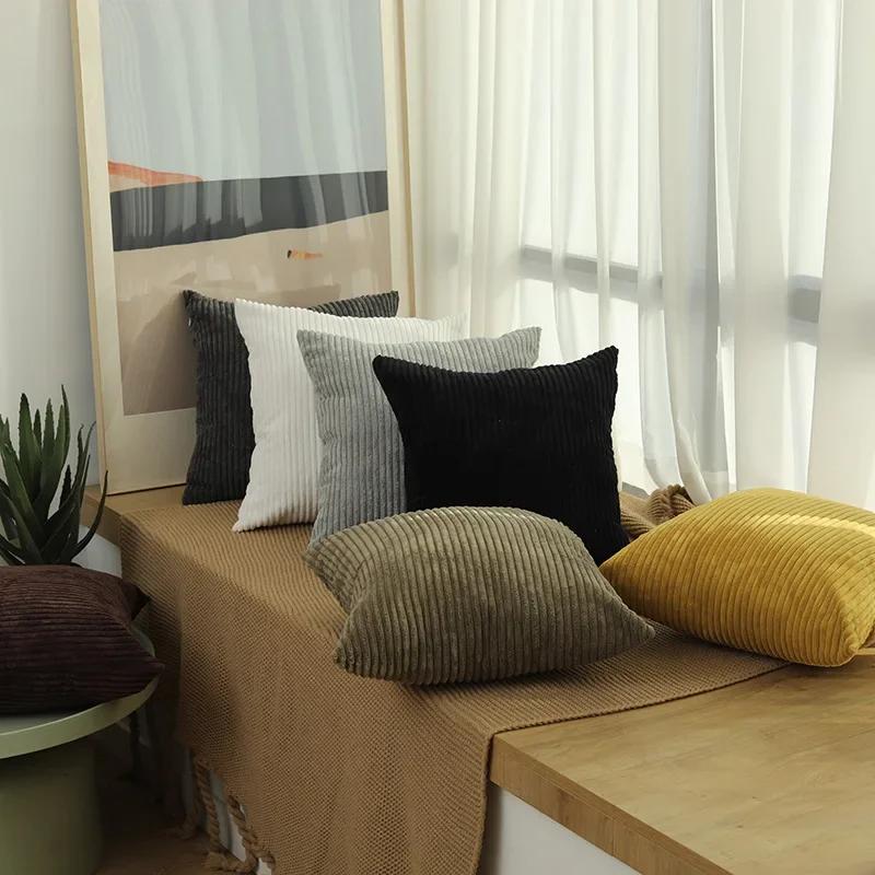 Mjuk Plysch Flanell Kuddfodral Manchestertyg Kuddfodral 40X40 45X45 50x50cm Fluffigt Soffkuddfodral för Soffa Vardagsrumsinredning