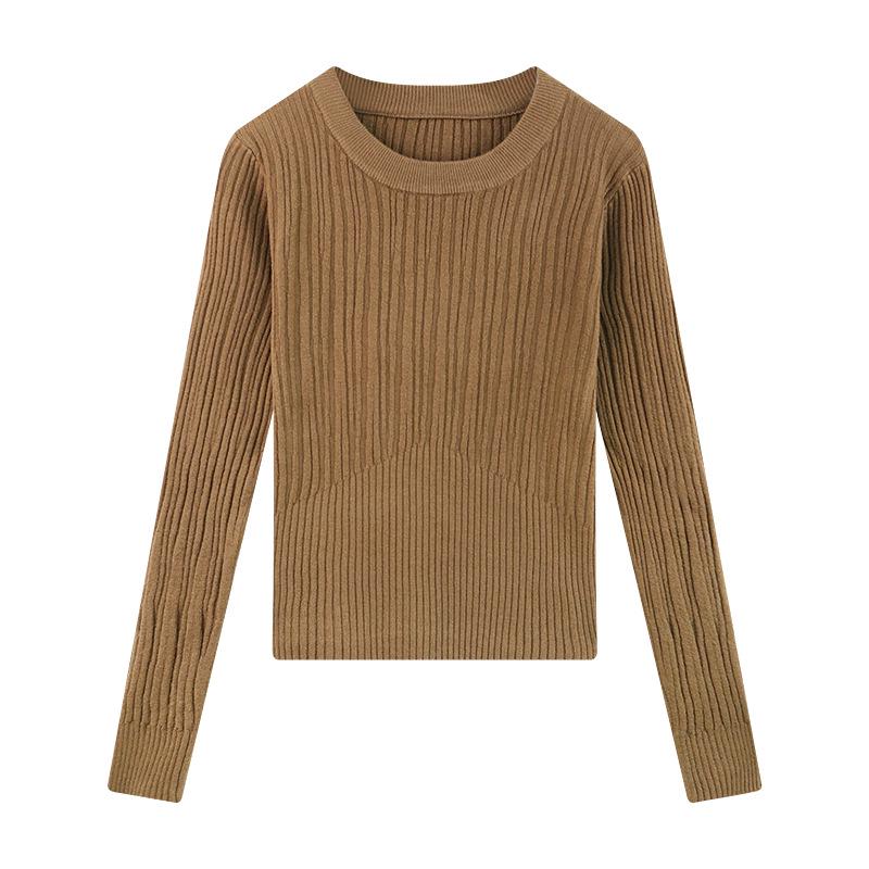 Korean-Style Low-Neck Knit Sweater: Elegant Women's Base Layer for Autumn/Winter 2023