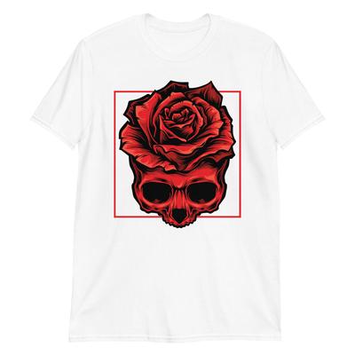 T-shirt Unisexe Crâne Rouge Gothique Horreur Punk Grunge Biker Rétro Mort Squelette