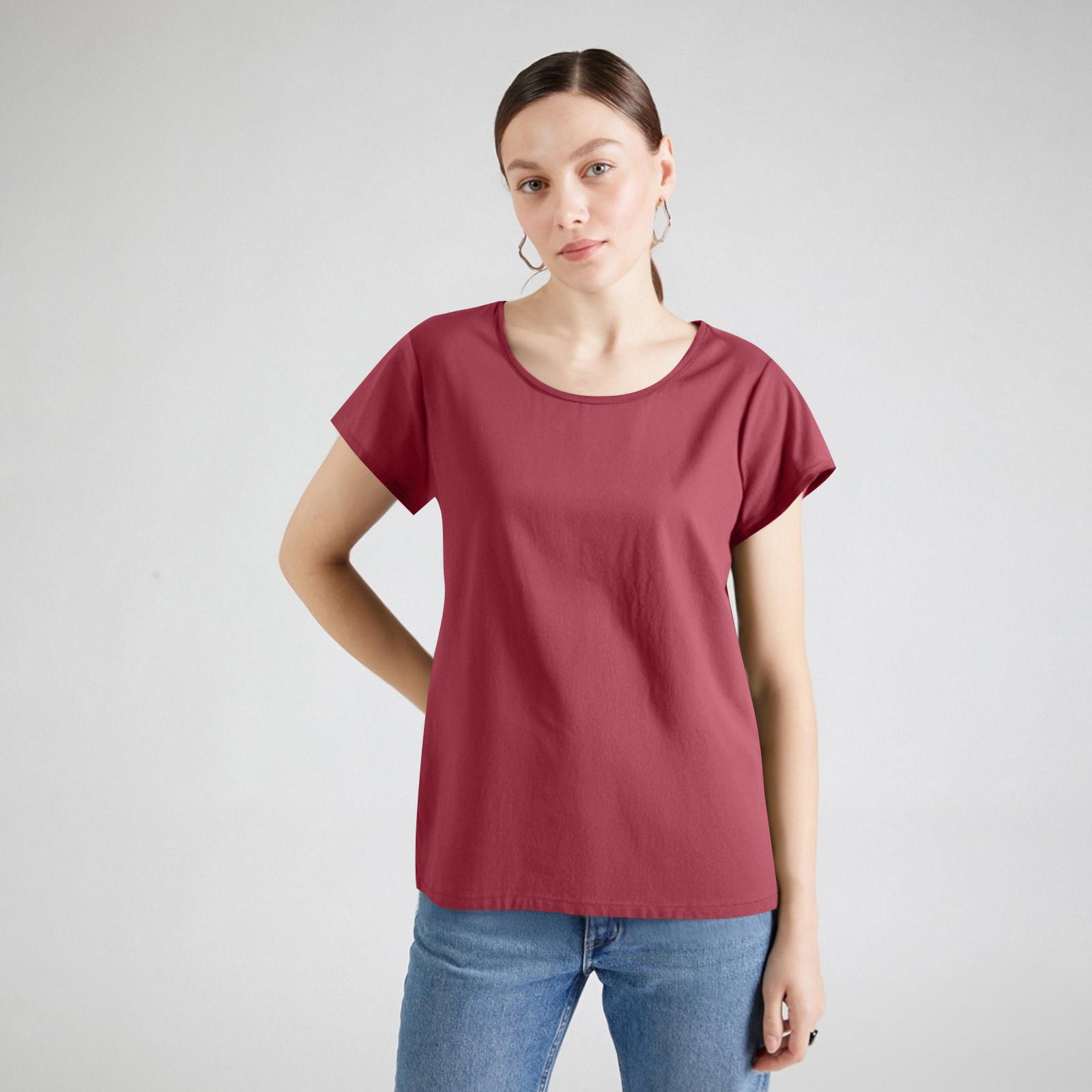 

Женский однотонный легкий топ с круглым вырезом и короткими рукавами XL арбуз красный