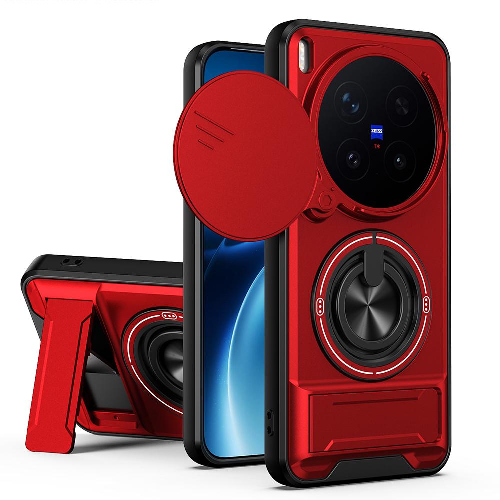 KEYSION Magnetic Phone Case for VIVO X300 Pro 5G Slide Camera Protection Upright Kickstand Ring Shockproof Cover for VIVO X300
