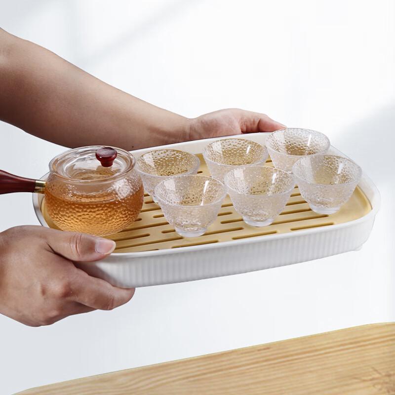 Baijie Large Rectangular Double-Layer Plastic Tea Tray