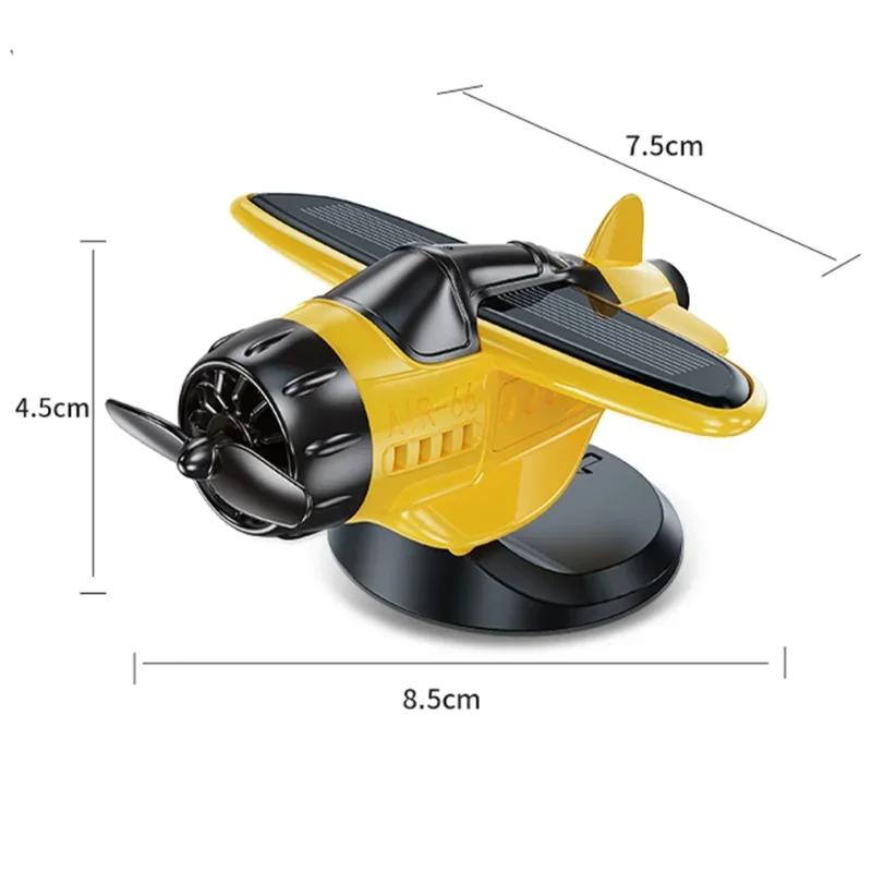 1PC Solar Powered Airplane Ornament 360° Rotating Propeller Fighter Model Car Interior Center Console Mini Aircraft Decoration