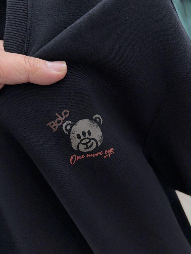 H Brand Men's Black Round Neck Pullover Hoodie – Casual, Long Sleeve, Versatile Base Layer (Model 3Y097)