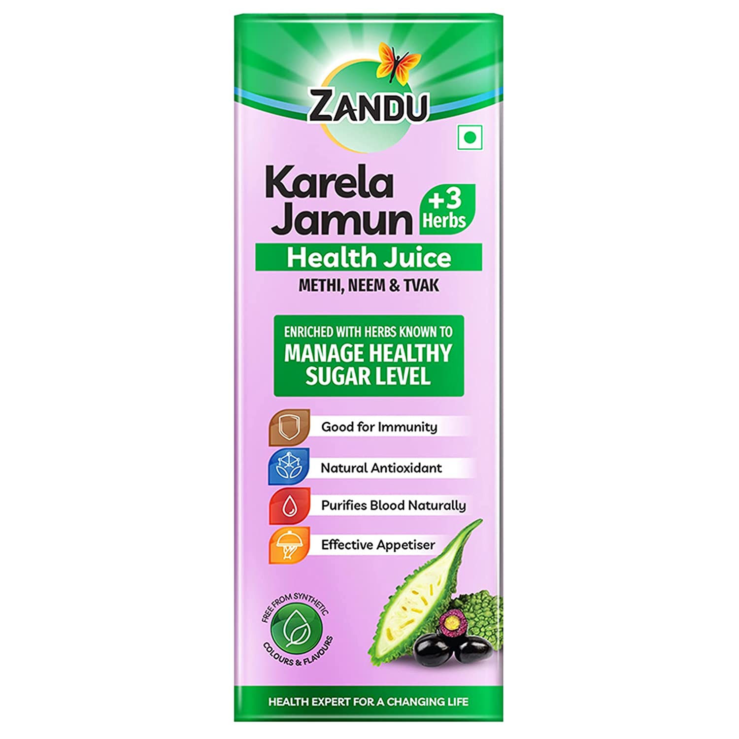 

ZANDU HEALTH JUICE Zandu Karela Jamun | Добре для імунітету| Очищає кров природним шляхом | Ефективна закуска | Без додавання цукру (1000 мл)