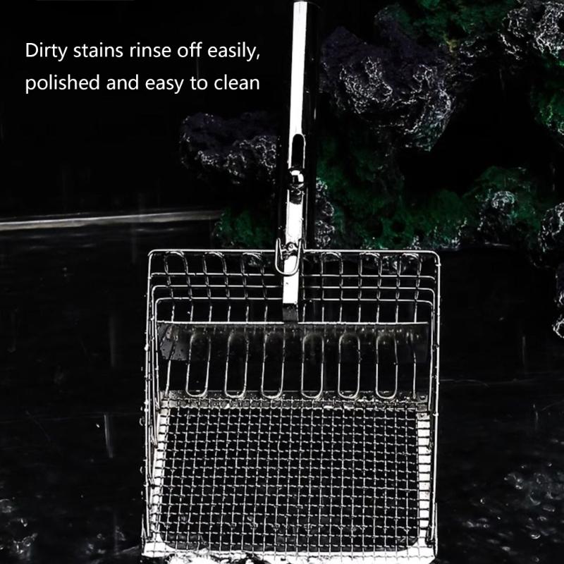 Pet Cats Waste Shovel Long Handle Metal Shovel Litter Filter Portable Cats Litter Shovel For Quick Waste Removal
