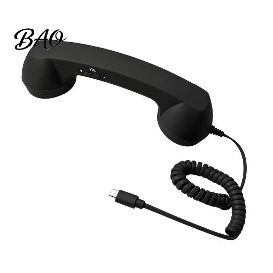 Vintage Style Handset Retro Phone for Mobile Phones, Type-C Wired Handheld Unique Gadget Calls Cell Receiver with Microphone Calls, Meetings,
