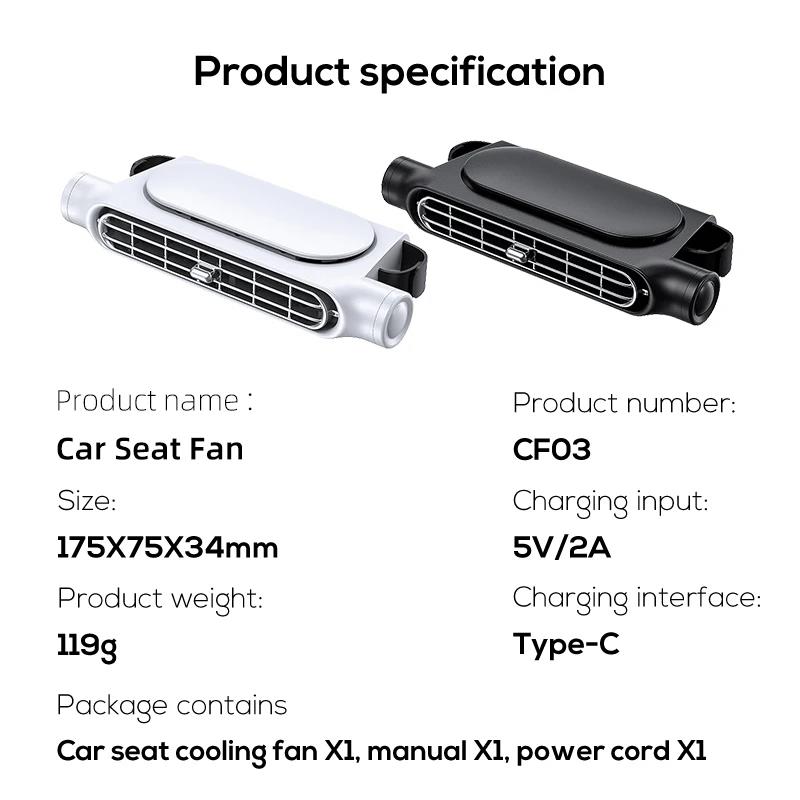 Car Seat Cooling Fan 3 Speeds Adjustable Car Seat Headrest Fan USB Powered Electric Fan Cooling Air Fan For Cars Rear Seat Heat Shields 2