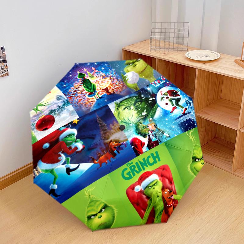 Grinch Christmas Automatic Umbrella - Suitable Travel Outdoor Portable Umbrella Birthday Gift Daily Essentials