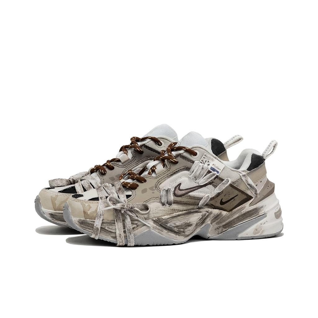 Nike M2K Tekno Net Texture, Sandstorm Center Cushioning Abrasion Resistant Cushioning, Wear Resistant Low top AO3108-100(Team800-)