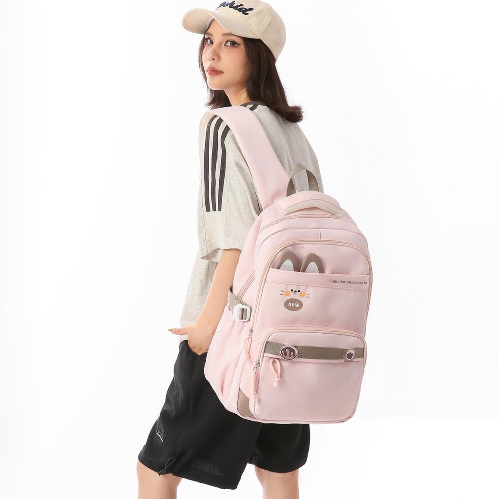 Schoolbag Junior high school schoolbag College student versatile Korean version casual backpack high value large capacity cute backpack