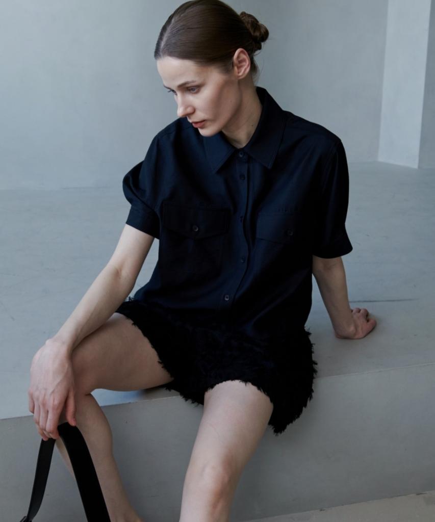 Owaiwai Pocket Tie Shirt Blouse_Black