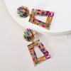 Vintage Luxury Geometric Square Drop Dangle Earrings Multicolor Synthetic Zircon Christmas All Season Jewelry for Party Gift