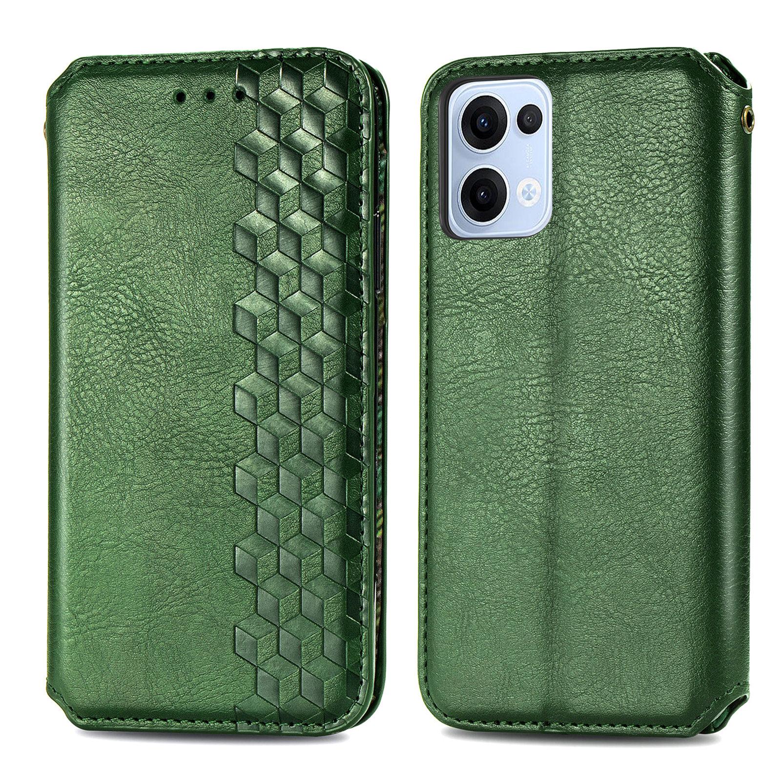 

For Oppo Reno13 5G (Global) Case Rhombus Imprint PU Leather Wallet Phone Cover Blue