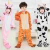 Autumn Winter Cartoon Animal One Piece Children Pajamas Flannel Coral Velvet Seepwear Set