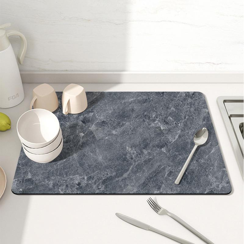 Nowoczesna Mata do Suszenia Naczyń Marmurowa Mata z Kamyka Okrzemkowego do Kuchni Domu Łazienki Mata Antypoślizgowa Super Chłonna Dekoracja Strefy Toaletowej Maty Odpływowe